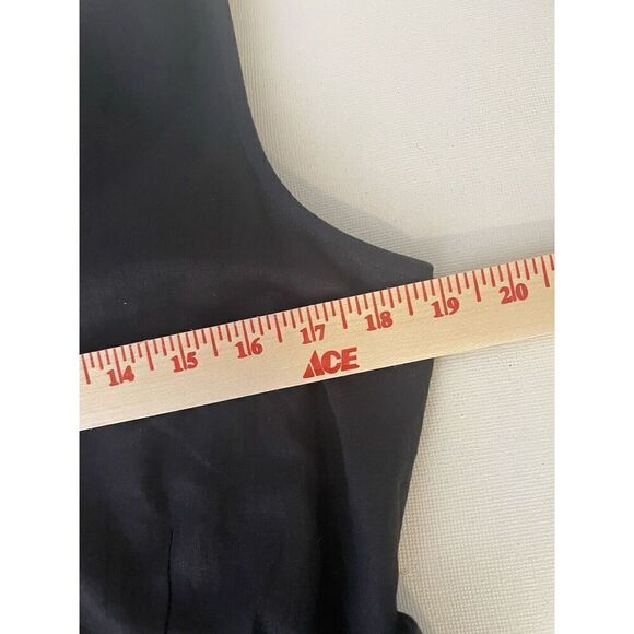 Banana Republic Size 6 Dress Black Linen Blend Cotton Spandex Midi Fit Belted - Picture 8 of 10